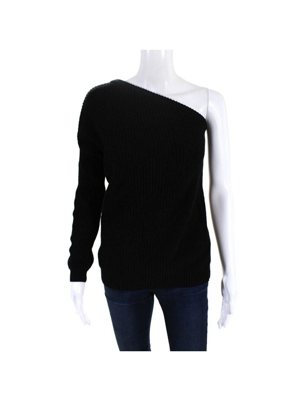 Acrobat 100% Cotton Black Long Sleeve Cold Shoulder Sweater M